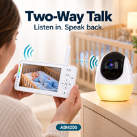 Kit de surveillance pour bébé 1080P avec écran IPS de 4,3 pouces, caméra, deux adaptateurs, deux câbles USB et manuel d'utilisation ABM206