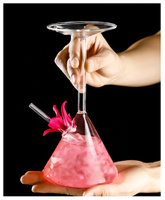 Verres Coupe Champagne Unique fait à la main Martini Cocktail pour Bar à l'envers 300ml en forme de gobelet rouge vin fête contemporain UG009