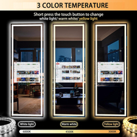 Miroir LED intelligent Android rectangulaire moderne, éclairé, étanche, avec écran tactile, toutes fonctions, taille personnalisable, pour salle de bain et barbier