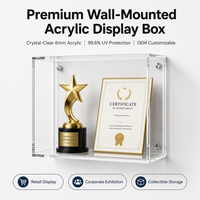 Boîte de présentation murale en acrylique avec protection UV transparente pour trophées, certificats, objets de collection, exposition en magasin
