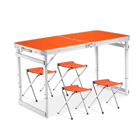 Table de camping réglable en hauteur, table pliante en aluminium pour pique-nique, table de plage portable avec parapluie et chaises pliantes