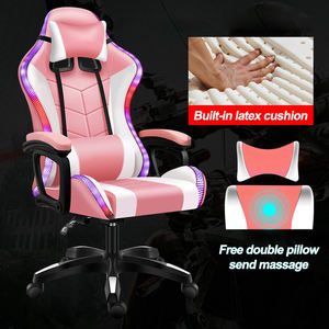 <span class=keywords><strong>Silla</strong></span> <span class=keywords><strong>Gamer</strong></span> para PC de Cuero PU para Juegos con Masaje, <span class=keywords><strong>Luces</strong></span> y Altavoces, Estilo Carreras - Product Image 4
