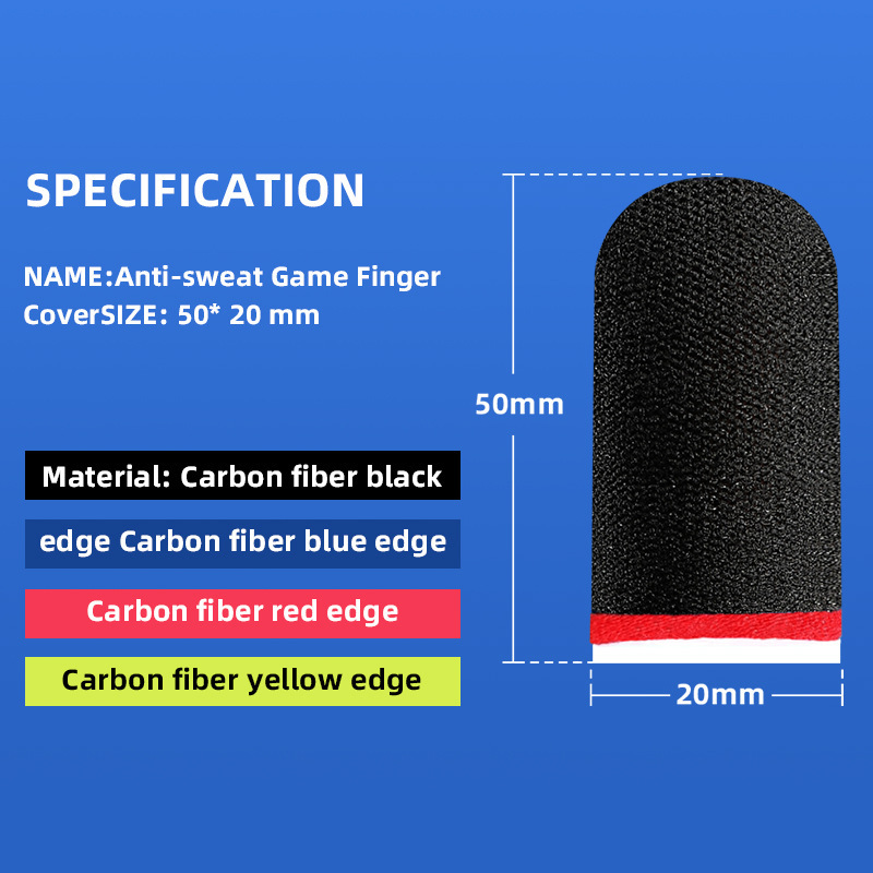 Carbon Fiber Gaming Joystick Finger Sleeves E-Sports Anti-Slip Ultra-Thin Conductive Fiber Wired <strong>Touch</strong> <strong>Screen</strong> <strong>Mobile</strong> <strong>Games</strong> 10g
