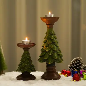 Hars Kaarshouder Kerstboom Kandelaar Handgemaakte Rustieke Heldere Kerstboom Gouden Kandelaar Huisdecoratie