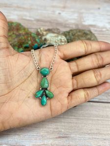 สร้อยคอเงินแท้ทำมือสไตล์ใหม่ประดับด้วยเทอร์ควอยซ์คิงแมน ดีไซน์สำหรับผู้หญิง - Product Image 3