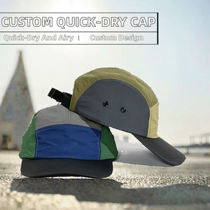 Customizable Quick Dry Breathable 5-Panel Polyester/Cotton Cap for Outdoor Sports Adventures Unstructured Adjustable Camping Cap - Product Image 2