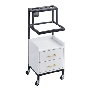 Carrito de Salón de Belleza Moderno Blanco con Ruedas, Carrito Metálico, Carrito de Acero Inoxidable - Product Image 3