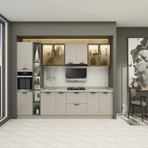 Cuisine Modulaire Moderne Haut de Gamme <span class=keywords><strong>CHIFFO</strong></span>, Ensemble Complet avec Portes en Verre, Design Écologique, Plans de Travail en Quartz, pour Appartement - Product Image 4