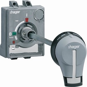 Maniglia rotante estesa Hager L200mm per interruttore automatico scatolato H3+ P160 - Product Image 1