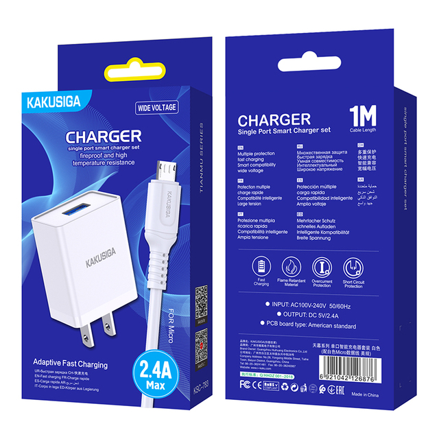 KAKUSIGA Single Port USB Micro Phone Charger Wall Power Adapter for Universal Phones huawei samsung xiaomi