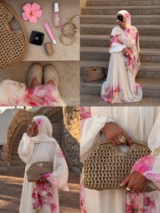Robe Abaya longue et ample Mexizo pour femmes musulmanes, élégante, de qualité supérieure, à imprimé floral, style Dubaï, islamique. - Product Image 3