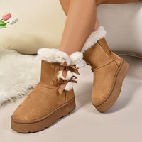 Vente en gros de bottes de neige personnalisées de haute qualité, confortables et antidérapantes, à la mode, pour femmes, résistantes au froid, chaudes, en peluche, pour les chaussons de cheville.