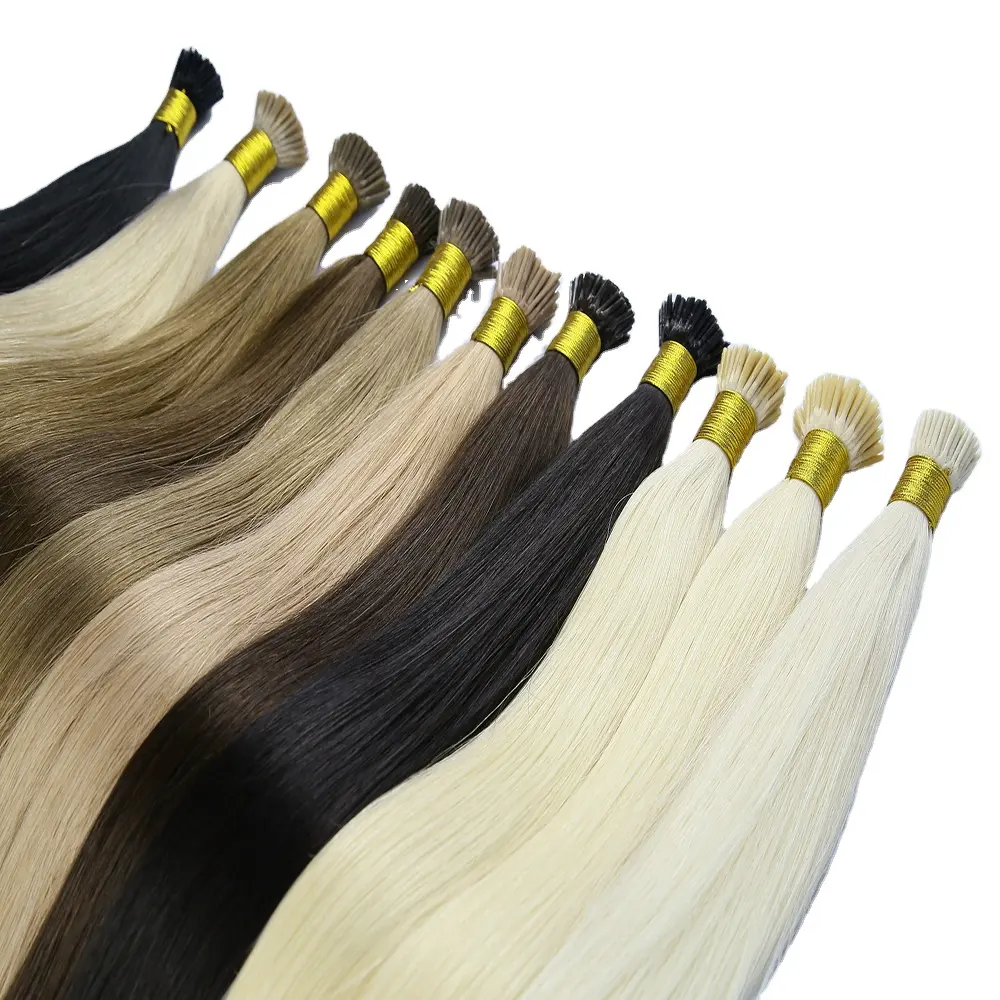Wholesale Price I tip human hair extension raw virgin indian hair double drawn micro bead I-link tip hair extensions