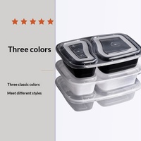 Boîte à lunch jetable blanche à double compartiment, style américain, avec pochette à compartiments séparés, compatible micro-ondes, pour livraison en restaurant