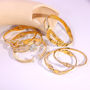 Cổ Điển desig Thời Trang Thép Không Gỉ 18K Vàng Thật Mạ Pave Zircon Cuff <span class=keywords><strong>Bangle</strong></span> Đối Với Phụ Nữ Đồ Trang Sức - Product Image 6