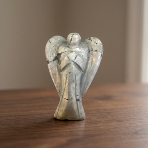 Figurine d'ange en fluorite bleue, ornement en pierre sculptée, décoration d'intérieur, pièce d'art - Product Image 4