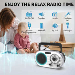 Digital AM FM <b>Radio</b> Stereo Rechargeable Big Speaker Wireless <b>Shortwave</b> <b>Radio</b> with LED Flashlight for Outdoor Travel Home Use - Product Image 3
