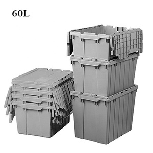 Uoqs — boîte de rangement écologique de 60 l, robuste, avec couvercles arrondis, <span class=keywords><strong>caisse</strong></span> en <span class=keywords><strong>plastique</strong></span> pliable solide, boîtes de rangement empilables, fourre-tout - Product Image 4