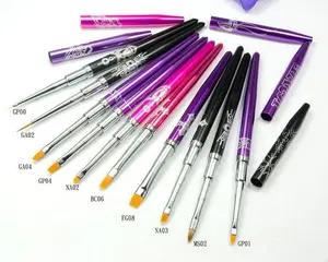 2023 plus récent Style métal ruban poignée <span class=keywords><strong>professionnel</strong></span> Kolinsky pur métal poignée UV <span class=keywords><strong>Gel</strong></span> Nail Art brosse - Product Image 1