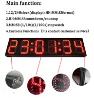 Chronomètre de marathon électronique à affichage LED numérique de 12 pouces, étanche, pour course en plein air, par Ganxin