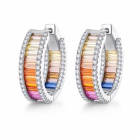 Boucles d'oreilles créoles cercle arc-en-ciel pour femme en argent S925 et zircon, tendance, luxe léger, passe-partout