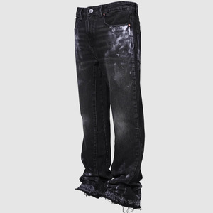 <span class=keywords><strong>Jeans</strong></span> da <span class=keywords><strong>Uomo</strong></span> Stile Workwear Primavera Estate con Lavaggio Vintage, Tinta Unita, Patchwork Elastico, Strati a Zampa, Cerniera e Denim Traspirante - Product Image 6