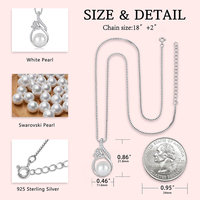 Pendentif papillon en argent sterling 925 avec perle imitation et zircon cubique, chaîne en boîte, bijoux fins