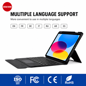 Meistverkaufte Tastaturhülle für iPad 10. Generation Tastaturhülle mit RGB-Hintergrundbeleuchtung Leder-<span class=keywords><strong>Folio</strong></span> mit Touch-Trackpad USB-Schnittstelle - Product Image 1