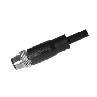 Connecteur de câbles moulés M12 3/4 broches mâle, codage S/T, droit, industriel, circulaire, indice de protection IP67, contacts plaqués or avec fils