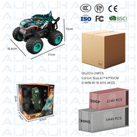 AiJH 1:20 Coche Teledirigido Todoterreno con Luces y Música, Camioneta RC de Juguete 2.4Ghz con Carga USB, Coche RC de Acrobacias de Dinosaurio