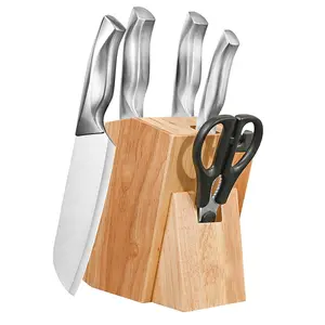 High Quality Stainless Steel damascus chef Knife Sets bread paring boning butcher cleaver knife set For Kitchen With Block