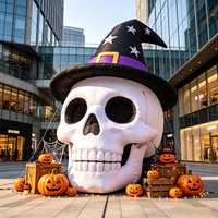 Chapeau de sorcière géant gonflable en forme de crâne, décoration d'Halloween en tissu Oxford, résistant au soleil et imperméable pour événements extérieurs, fêtes de jardin et jardins