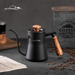Bouilloire à col de cygne en acier inoxydable avec couvercle, résistante à la chaleur, pour le camping et la préparation du café - Product Image 1
