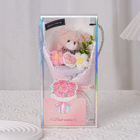Bouquets pour la fête des mères, la Saint-Valentin, ours en peluche, carte de vœux, fleurs au crochet faites à la main, artificielles, modernes, écologiques