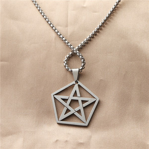 Men's <b>Titanium</b> Steel Hollow Star Pendant Necklace Geometric Design Everyday Wear 12011 - Product Image 2