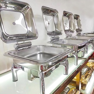 Recipientes para <span class=keywords><strong>Buffet</strong></span> de Acero Inoxidable, Juego de Recipientes de Lujo para Mantener la Comida Caliente, Recipientes Cuadrados para <span class=keywords><strong>Buffet</strong></span> para Catering - Product Image 2