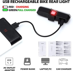Luz Trasera <span class=keywords><strong>Led</strong></span> para Bicicleta Lista para Enviar, Lámpara de Ciclismo para Bicicleta de Montaña de 120 Lúmenes, Luz Delantera y Trasera Recargable por USB con Batería de Litio - Product Image 3