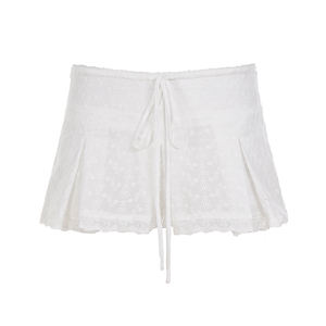 Falda mini texturizada para mujer al por mayor, cintura natural, estilo dulce y femenino, diseño casual de verano en línea A, lavable, parte inferior linda y kawaii. - Product Image 6