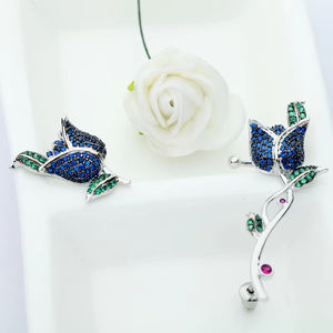 Hibride ต่างหูผู้หญิงลายดอกไม้หรูหรา<span class=keywords><strong>2</strong></span>สีต่างหูเม็ดเดี่ยวสีทองคริสตัล CZ ต่างหู E-365 - Product Image 4