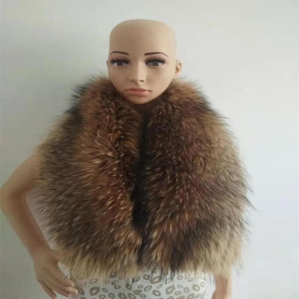 Factory Wholesale Real Raccoon Fur Collar /Scarf For Coat