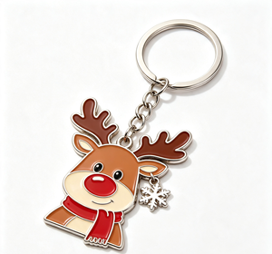Christmas Reindeer Metal Key Chain Enamel <b>Keyring</b> Scarf Pendant Snowflake <b>Charm</b> Holiday Gift - Product Image 4