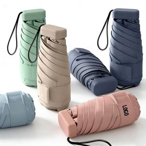 Custom Five With Logo Wholesale Sun Hand Fold Uv Resistant <b>Mini</b> Capsule Umbrella - Product Image 1