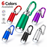 Mini lampe torche porte-clés en alliage de zinc, torche LED avec mousqueton, logo personnalisé, cadeau promotionnel, 6 couleurs, vente en gros OEM