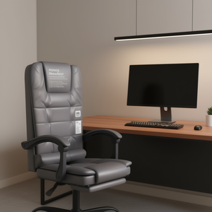 Silla de Oficina NEXXGE Gris con Masaje, Cojín de Cuero PU, Respaldo con Ajuste Manual, Silla Giratoria - Product Image 2