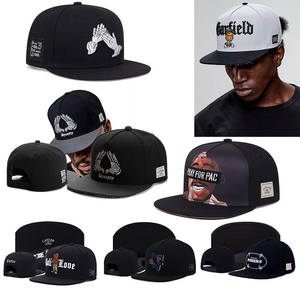 Tùy Chỉnh 6 Bảng Điều Chỉnh Màu Đen Bông 3D Thêu Phẳng Mũ Phẳng Vành Mũ Hip-Hop Mũ Snapback Mũ Snapback Mũ - Product Image 4