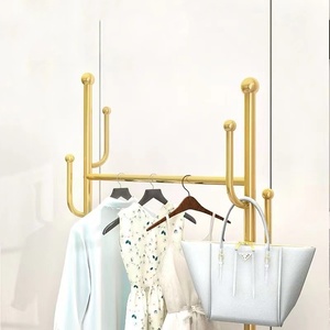 Multi-Functional Simple Floor <b>Stand</b> Folding Rack Double Universal Wheels Storage Basket Iron Cloth <b>Hanger</b> Clothes Living Room - Product Image 3