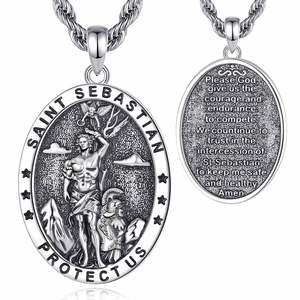 Merryshine - Amuleto Católico Cristiano de los Arcángeles, Medalla de Latón de San Sebastián, Joyería Religiosa de Protección, Colgante para Hombre - Product Image 1