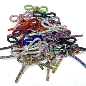 RE014 ホットセール ラインストーンボウブローチ ハンドメイド ラインストーンラウンドチューブロープボウノット 衣類用 - Product Image 2