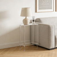 Table basse de salon moderne minimaliste en acrylique multicouche avec étagère de rangement, durable, stable et démontable