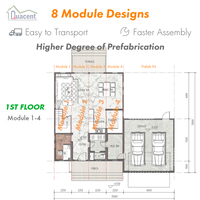 Maison préfabriquée de luxe moderne de 253 m² avec 4 chambres et 8 modules, kit de villa modulaire préfabriquée en panneaux SIP
